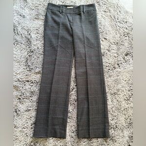 LOFT Dark Brown Teal Checkered Trousers